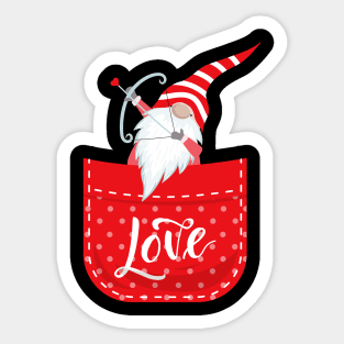 Gnome In Fake Pocket for Happy Valentines Day 2021 with Cute Love arrow Sticker